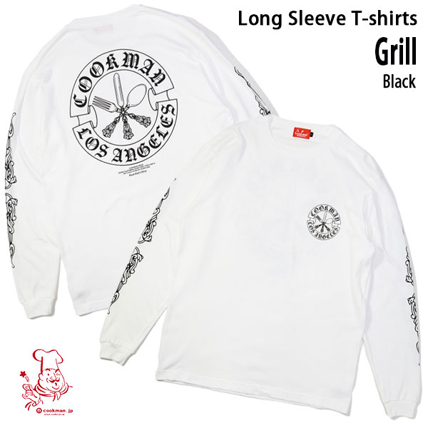 Cookman Long sleeve T-shirts Cutlery White ホワイト クックマン 長袖Tシャツ USA UNISEX 男女兼用 ..