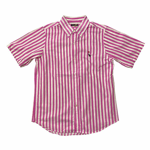 STRIPE BUTTON DOWN SHORT SLEEVE SHIRTS PINK ストライプ ボタンダウン 半袖シャツ ピンク BOHEMIANS ボヘミアンズ 日本製