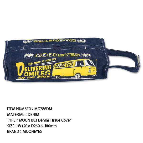 MOON Bus Denim Tissue Cover ムーン バス デニム ティッシュ カバー マジックテープ 車 ガレージ ティッシュケース MOONEYES ムーンアイズ [2]