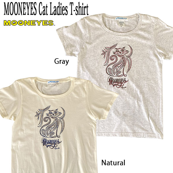 MOONEYES Cat Ladies T-shirt キャット レディース Tシャツ 猫 ピンストライプ Wildman石井 MOONEYES ムーンアイズ