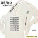 MOON Paint Can Long Sleeve T-shirt WHITE ムーン ペイント カン ロング スリーブ Tシャツ ホワイト 長袖 レタリング ピンストライプ HOTROD バイク MOONEYES ムーンアイズ