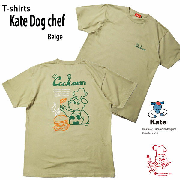 乐天商城 - Cookman T-shirts Kate Dog chef Beige クックマン Tシャツ ケイト ドッグシェフ ベージュ UNISEX 男女兼用 アメリカ