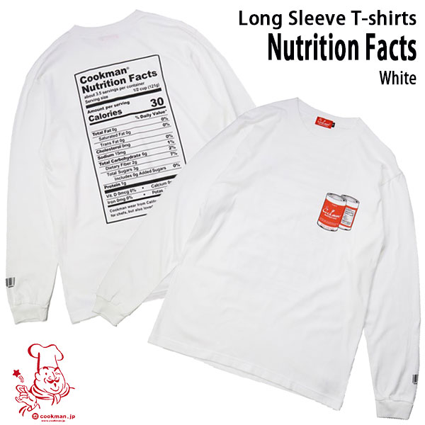 Cookman Long sleeve T-shirts Nutrition Facts White クックマン ホワイト 長袖Tシャツ USA UNISEX 男女兼用 アメリカ