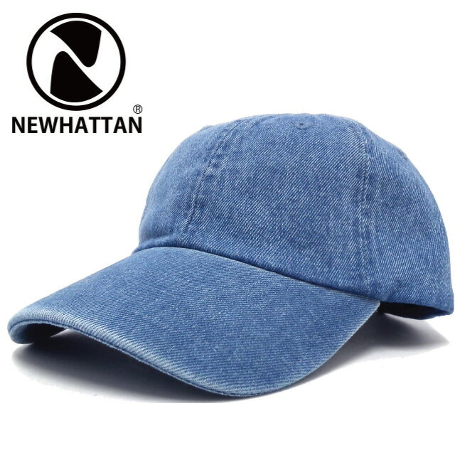 キャップ 帽子 メンズ 夏 NEWHATTAN コットン デニムキャップ 浅め ニューハッタン ライトブルー cap-1025-01 帽子 レディース UV 熱中症 対策 野球帽 シンプル サイズ調節 男女兼用 20代 30代 40代 50代 綿 ギフト プレゼント あす楽 即納