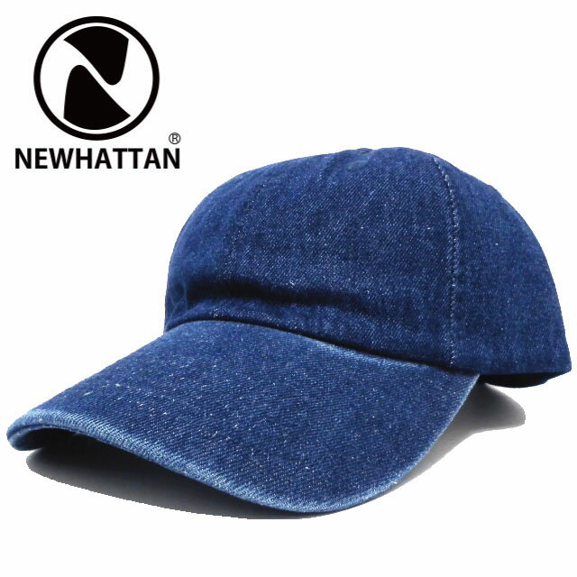 キャップ 父の日 帽子 メンズ 春夏 NEWHATTAN コットン デニムキャップ 浅め ニューハッタン ダークブルー cap-1025-02 帽子 レディース UV 野球帽 シンプル サイズ調節 男女兼用 20代 30代 40代 50代 綿 プレゼント あす楽