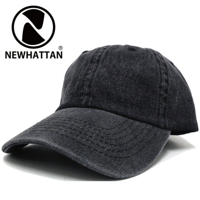 キャップ 帽子 メンズ 夏 NEWHATTAN コットン デニムキャップ 浅め ニューハッタン ブラック cap-1025-03 帽子 レディース UV 熱中症 対策 野球帽 シンプル サイズ調節 男女兼用 20代 30代 40代 50代 綿 ギフト プレゼント あす楽 即納