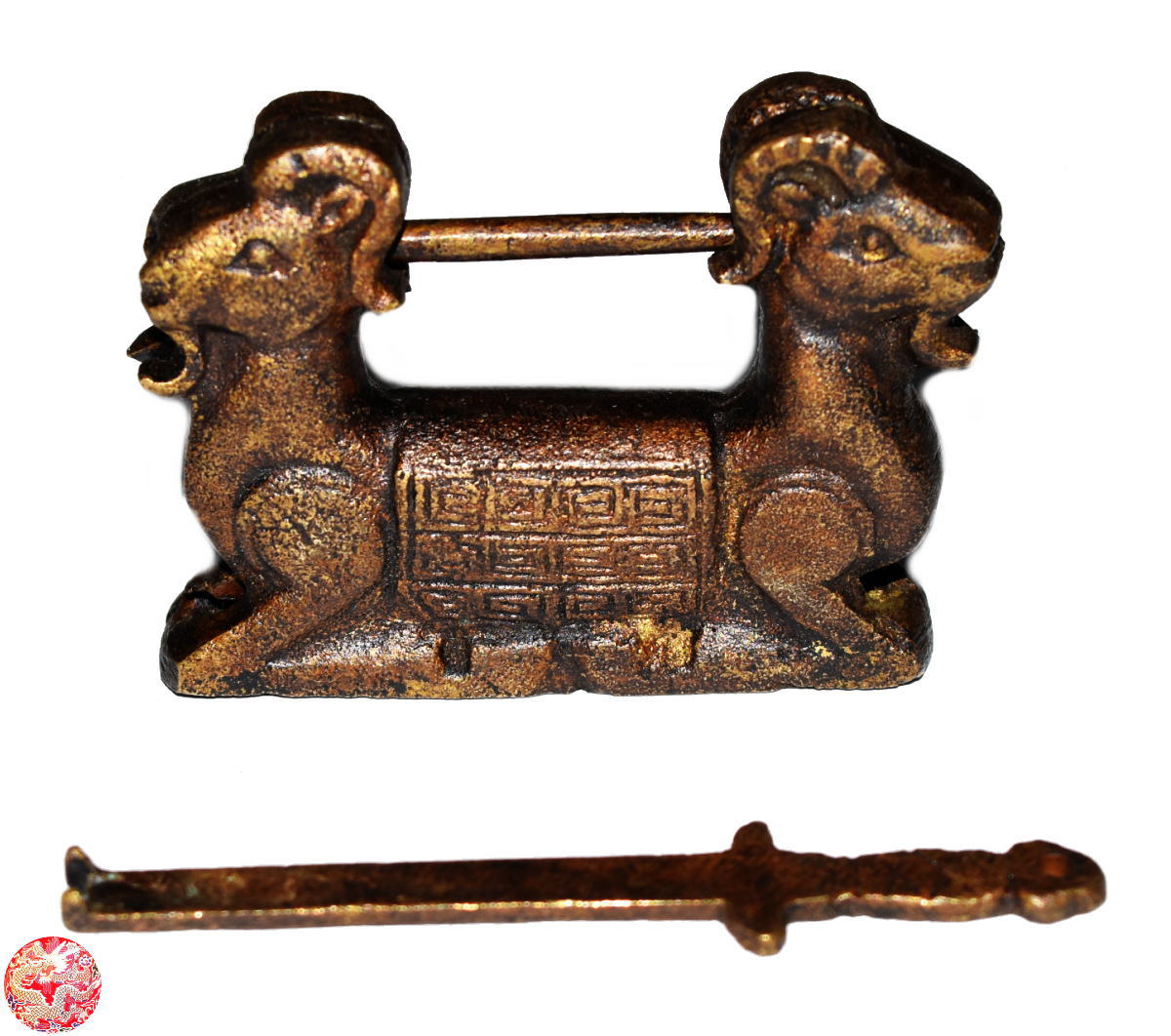 錠前 明末清初 lock羊 未 アンティーク風 錠前明代末期 清代初期の海老錠新品 銅製開運龍複製品 希少品コレクション プレミアム セットアンティーク 貴重 ...
