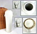 【送料無料】明時代 徳化窯 獅子双耳花瓶筒瓶 高さ40.2cm 箱付唐物 白高麗 伝世品焼物白磁 ウブ品 骨董中国古玩 (旧家蔵出し)威龍彩雲