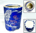 【送料無料】陶製彩色 筒形 山水文様香炉時代物 古美術 茶道具ウブ品 入手困難 骨董道具 (旧家蔵出し) 威龍彩雲