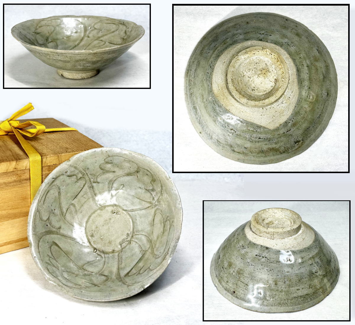 【送料無料】南宋時代 青磁輪花茶碗 箱付古美術 時代品 伝世品焼物歴史唐物 ウブ品 入手困難中国古玩 骨董 (旧家蔵出し)威龍彩雲通販