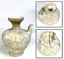 【送料無料】鎌倉時代 古瀬戸 灰釉水瓶発掘品 伝世品焼物 ウブ品入手困難 花道 華道 骨董日本古玩 (旧家蔵出し)威龍彩雲
