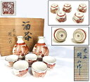 【送料無料】九谷焼 圓山作 日本酒 セット酒器 お銚子2本 お猪口5個共箱 晩酌 焼物 入手困難骨董 日本古玩 (旧家蔵出し)威龍彩雲