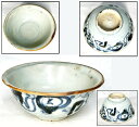 【送料無料】明時代 古染付 唐草紋様茶碗伝世品焼物 呉須 青花 ウブ品入手困難 骨董 中国古玩(旧家蔵出し) 威龍彩雲