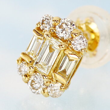 K18YG/WG バケットダイヤモンド ピアス 0.40ct 角ダイヤ 0.20ct×2 イエローゴールド ホワイトゴールド 18金 天然石 シンプル デイリー オフィスカジュアル ギフト 贈り物 プレゼント 誕生石 4月 レディース お祝い クリスマス コーディネート