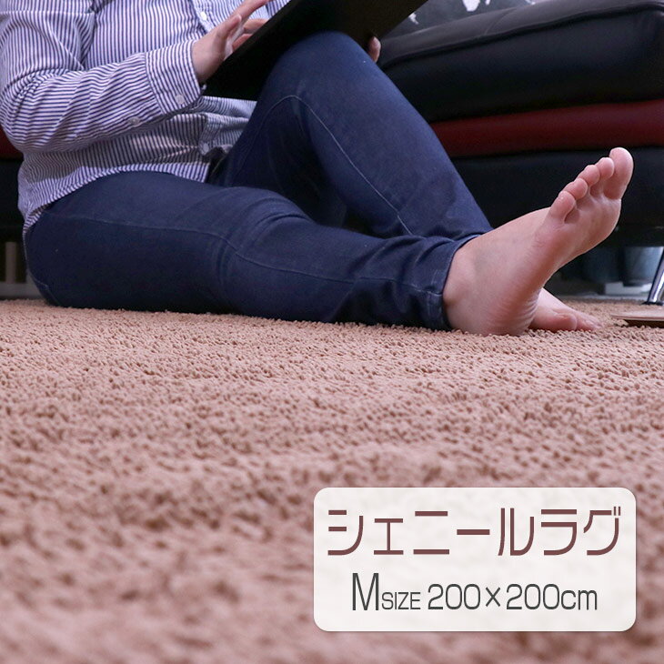 5日0時～24時P5倍！ ラグ カーペット シェニールラグ 吸水速乾 200×200cm 滑り止め付 西海岸 ラグカーペット カーペット オールシーズン可 長方形 シャギーラグ 春 夏のサムネイル