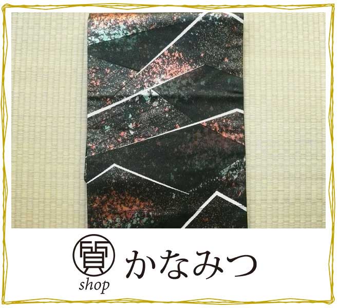 名古屋帯 正絹 着用可能 仕立て上がり ねずみ色 セミフォーマル リサイクル 中古 お茶会 抹茶 激安 店長のオススメ　ab