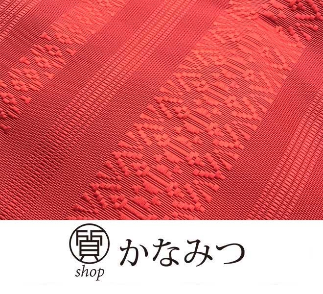 博多織 紗 夏 名古屋帯 リサイクル 中古 赤色 カジュアル 未使用