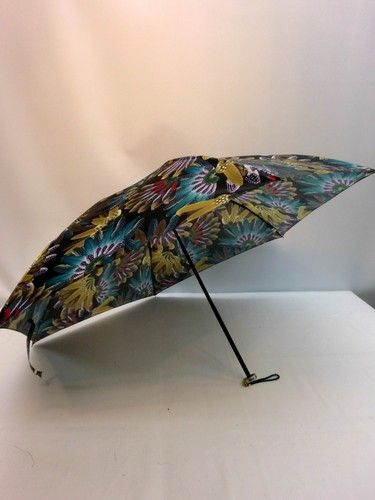 雨傘・折畳傘-婦人超軽量カルゼツイル生地クジャク柄丸ミニ日本製折畳雨傘