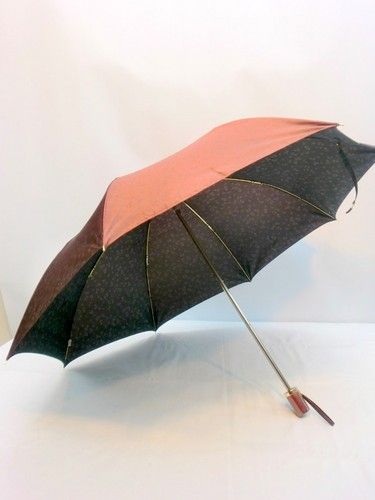 雨傘・折畳傘-婦人先染小花ジャガード両面日本製2段式折畳雨傘