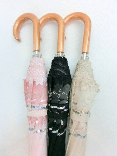 晴雨兼用・長傘−婦人UVカット晴雨兼用スライド式オーガンジー&スパンコール付傘