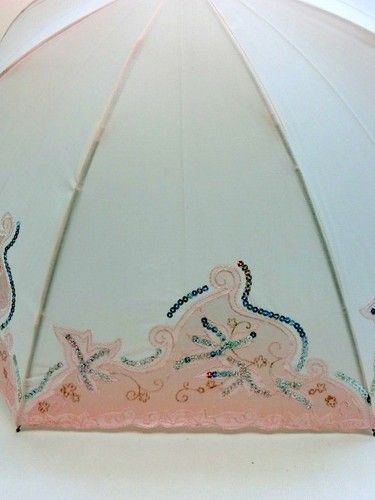 晴雨兼用・長傘−婦人UVカット晴雨兼用スライド式オーガンジー&スパンコール付傘