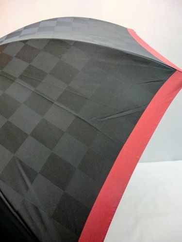 雨傘・長傘−婦人甲州産先染朱子格子市松柄日本製ジャンプ雨傘