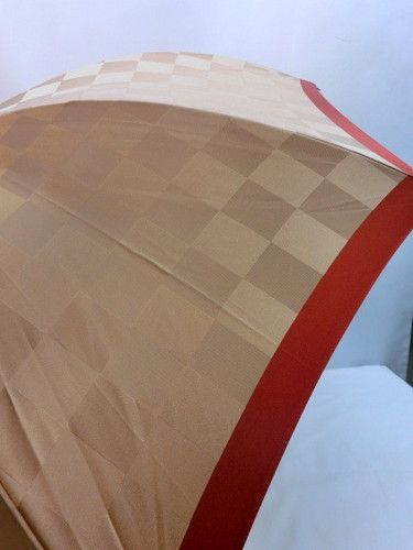 雨傘・長傘−婦人甲州産先染朱子格子市松柄日本製ジャンプ雨傘