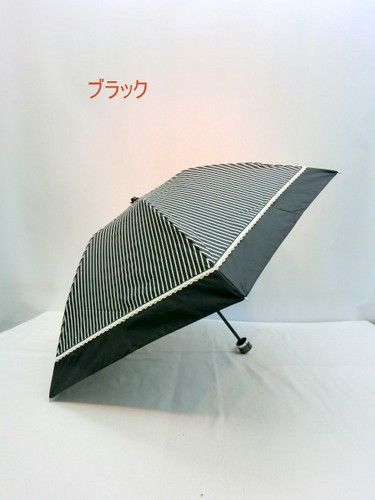 晴雨兼用・折畳傘−婦人UV加工・遮光99%ストライプ・クイックミニ晴雨兼用折り畳み傘