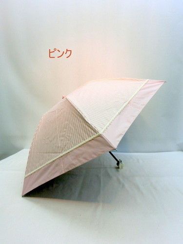 晴雨兼用・折畳傘−婦人UV加工・遮光99%ストライプ・クイックミニ晴雨兼用折り畳み傘