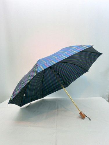 雨傘・折畳傘−婦人甲州産先染朱子格子織生地日本製軽量金骨2段式折傘