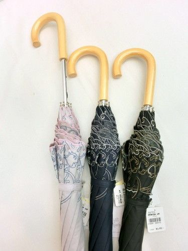 晴雨兼用傘・長傘−婦人全天候型晴雨兼用スライド式サラサエッジ柄手開き傘