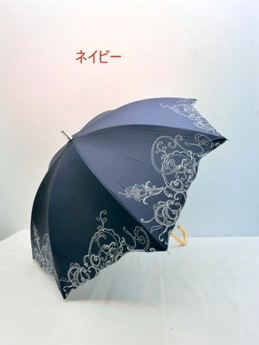 晴雨兼用傘・長傘−婦人全天候型晴雨兼用スライド式サラサエッジ柄手開き傘