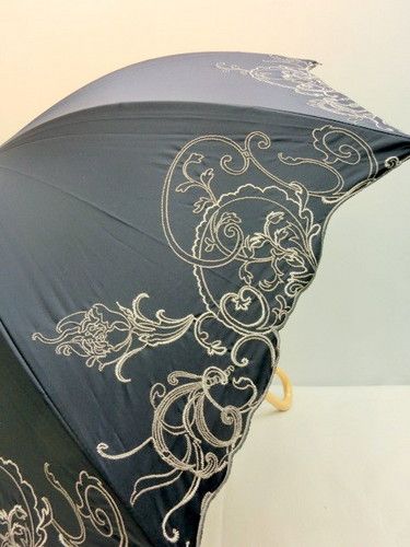晴雨兼用傘・長傘−婦人全天候型晴雨兼用スライド式サラサエッジ柄手開き傘