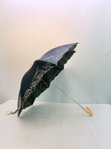 晴雨兼用傘・長傘−婦人全天候型晴雨兼用スライド式サラサエッジ柄手開き傘
