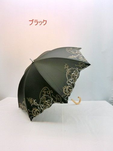 晴雨兼用傘・長傘−婦人全天候型晴雨兼用スライド式サラサエッジ柄手開き傘