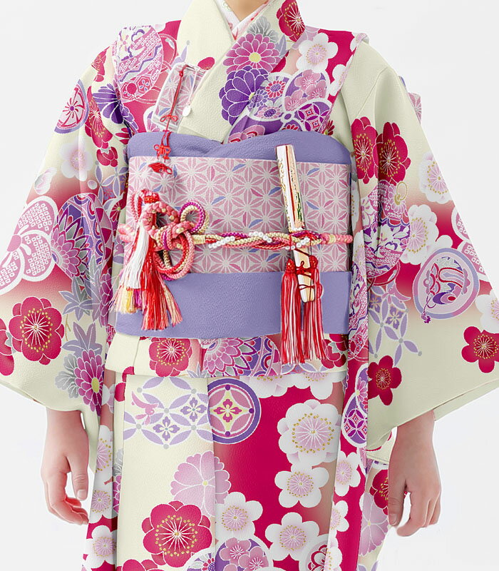 七五三 753 着物 7歳 女の子 着物フルセット PR＋ ブランド クリーム色 2024年度 新作 日本製 四つ身セット 販売 購入 3
