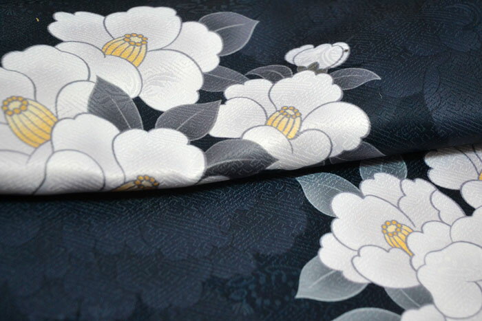卒業式 二色袖 着物 単品 袴 小学校 小学生 ジュニア 女の子 大学生 レディース 女性 二尺袖 着物 bonheur saisons ボヌールセゾン ブランド 椿柄 黒 販売 購入