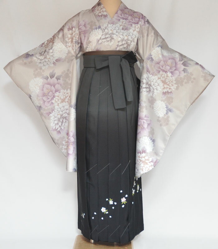 卒業式 袴セット 袴 大学生 レディース 女性 小学校 小学生 女の子 二尺袖 着物 袴 セット bonheur saisons ボヌールセゾン ブランド 牡丹柄 モカ1 販売 購入 小学生セット 大学生セット
