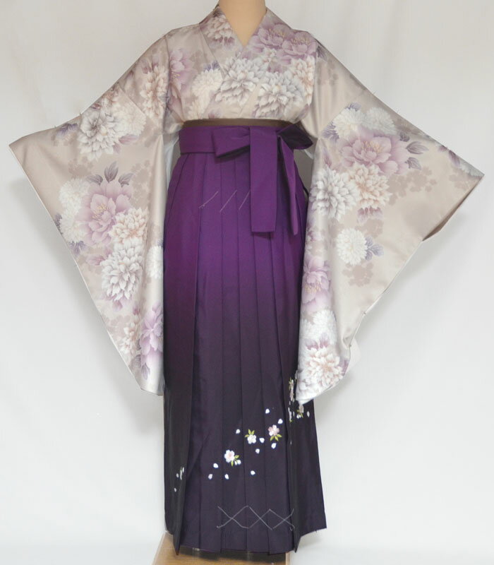 卒業式 袴セット 袴 大学生 レディース 女性 小学校 小学生 女の子 二尺袖 着物 袴 セット bonheur saisons ボヌールセゾン ブランド 牡丹柄 モカ1 販売 購入 小学生セット 大学生セット