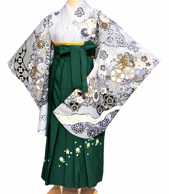 卒業式 袴セット 袴 小学校 小学生 ジュニア 女の子 大学生 レディース 女性 二尺袖 着物 袴 セット From KYOTO フロムキョウト ブランド 絵羽柄 グレー4 販売 購入