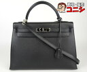 【神戸の質屋】【HERMES/エルメス】ケリー32 2wayバッグ ヴォーエプソン 黒系 ブラック シルバー金具 ストラップ付【送料無料】j0397y