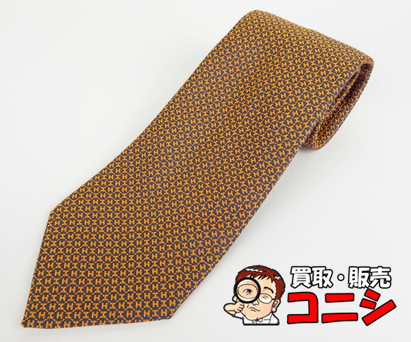 【神戸の質屋】【HERMES/エルメス】ネクタイ ブラウン系 メンズ 紳士用 シルク100％ 758887T 美品【送料無料】j1751m