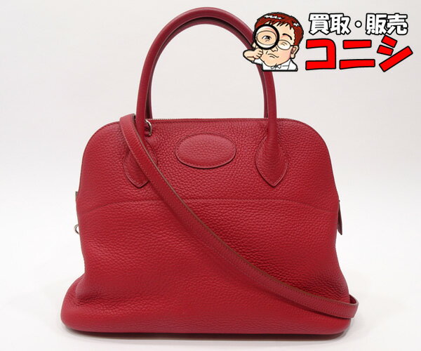 ボリード 【質コニシ】【HERMES/エルメス】ボリード31 2WAYバッグ 赤系 レッド シルバー金具 □R刻印/2014年 付属品有り【送料無料】j2592z