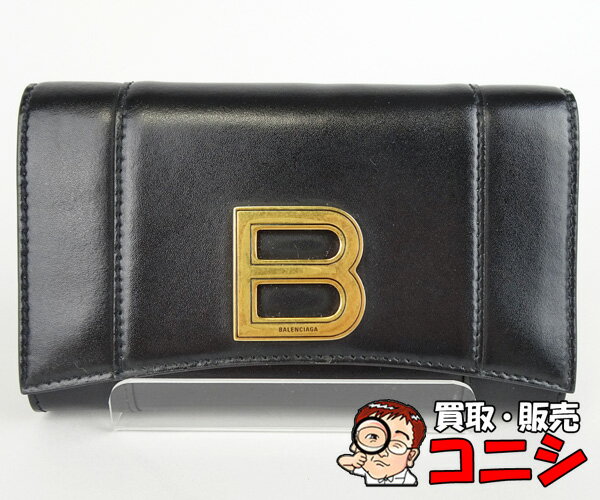 バレンシアガ 財布（レディース） 【質コニシ】【BALENCIAGA/バレンシアガ】財布 ウォレット レザー 黒 ブラック ゴールド金具 レディース【送料無料】j4344y