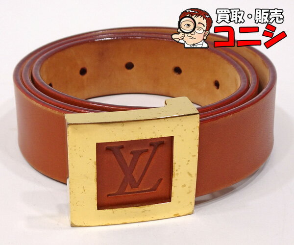 ルイヴィトン ベルト（レディース） 【質コニシ】【Louis Vuitton/ルイ・ヴィトン】ベルト ノマド サンチュール LVスタンプ M6895Q ブラウン×ゴールド金具【送料無料】j4647y