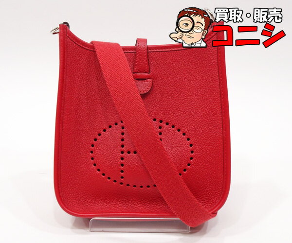 エブリン 【質コニシ】【HERMES/エルメス】エヴリンTPM ショルダーバッグ 赤 レッド系 シルバー金具 2019年 斜めがけ【送料込み】k2976y