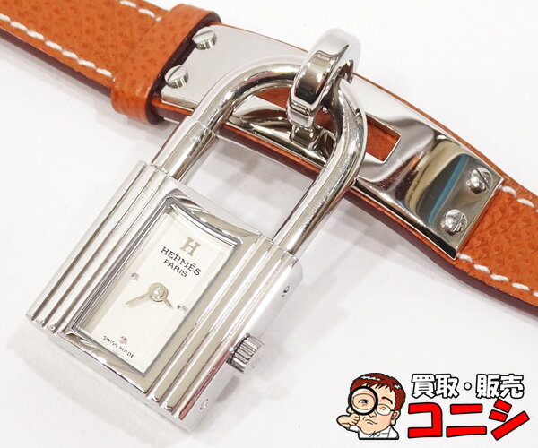 セリエ 【質コニシ】【HERMES/エルメス】ケリーウォッチ 腕時計 KE1.210 □H刻印/2004年 シルバー金具 ブラウンバンド 箱付き【送料込み】k3228y