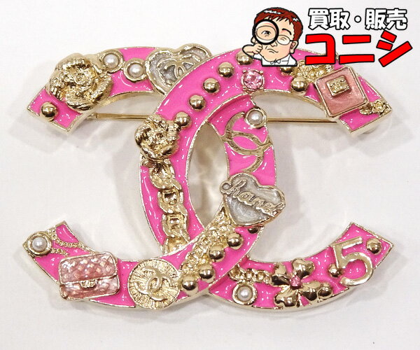 Rakuten - 【質コニシ】【CHANEL/シャネル】ブローチ B24/S ココマーク ピンク シャンパンゴールド GP メタル レディース 箱付き【送料込み】l2257y