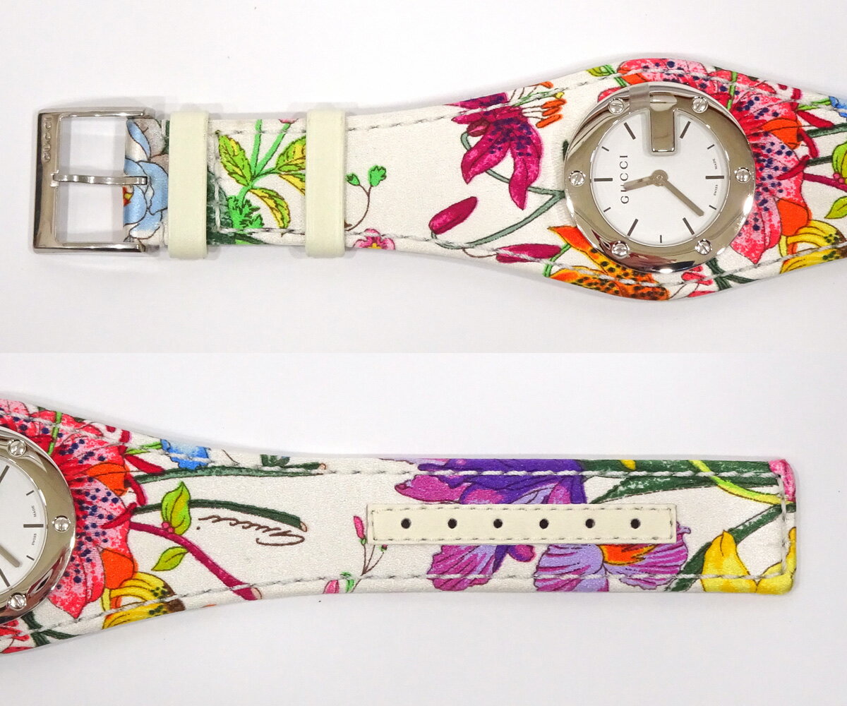 【質コニシ】【GUCCI/グッチ】バンデュー フローラ フラワー ウォッチ 腕時計 花柄 クォーツ Y104511 箱付き【送料込み】m1183y