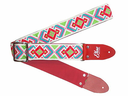 乐天商城 - ギターストラップ Elara Straps Geometric White/Apple Ultrasuede [送料無料!]